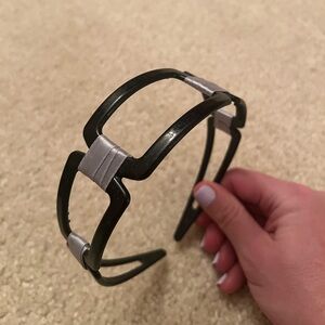 Black Geometric black Headband with Silver Wrap Accents